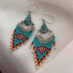 New Stunning Multicolor Aztec Style Dangle Earrings